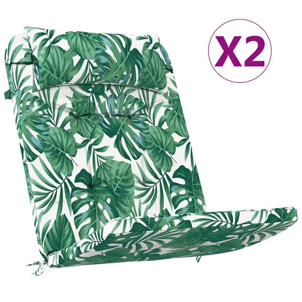 vidaXL Stuhlkissen 2 pcs Blattmuster 58 x 77 x 4,5 cm Oxford-Stoff