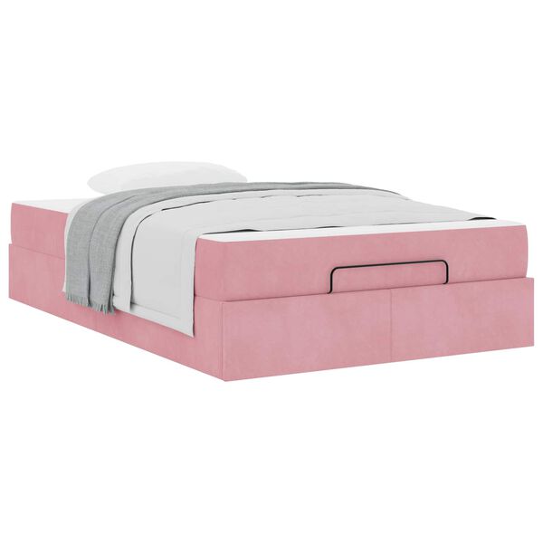 vidaXL Bettgestell mit Matratze mit Matratze 2 pcs Rosa Samt
