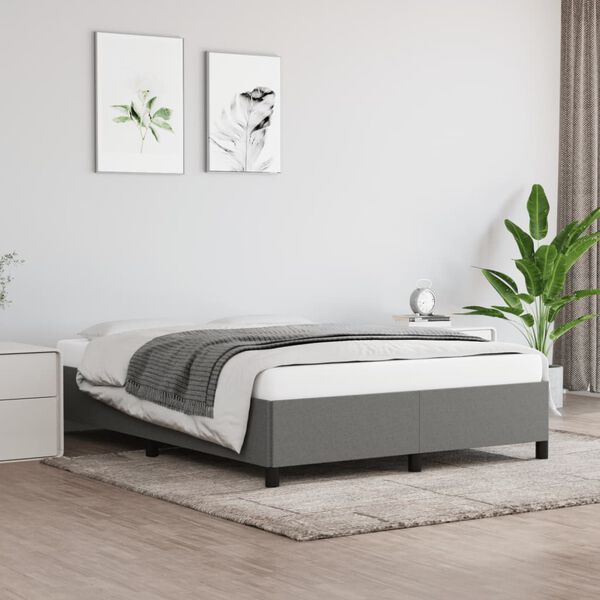 vidaXL Bettgestell ohne Matratze Dunkelgrau 140x190 cm Stoff