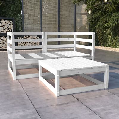 vidaXL 3-tlg. Garten-Lounge-Set Weiß Massivholz Kiefer