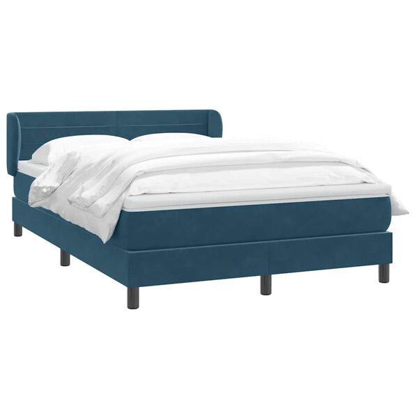 vidaXL Boxspringbett mit Matratze Dunkelblau 140x220 cm Samt