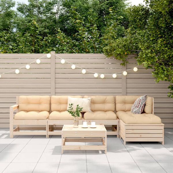 vidaXL 6-tlg. Garten-Sofagarnitur Massivholz Kiefer