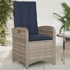 vidaXL Gartensessel mit Kissen 2 Stk. Verstellbar Grau Poly Rattan