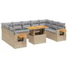 vidaXL 11-tlg. Garten-Sofagarnitur mit Kissen Beige Poly Rattan