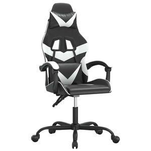 vidaXL Gaming-Stuhl Drehbar Schwarz und Wei&szlig; Kunstleder