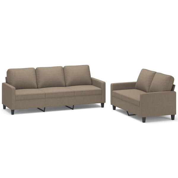 vidaXL 2-tlg. Sofagarnitur mit Kissen Taupe Stoff