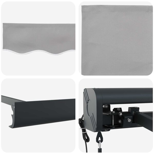 vidaXL Markise Hellgrau 350 x 250 x 165 cm Polyester und Aluminium