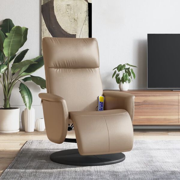 vidaXL Massagesessel mit Fu&szlig;teil Cappuccino-Braun Kunstleder