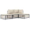 vidaXL 4-tlg. Garten-Lounge-Set mit Kissen Anthrazit Poly Rattan