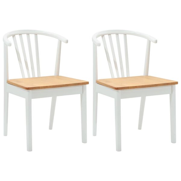 vidaXL Esszimmerstuhl 2 pcs Wei&szlig; und Natur Solides Gummiholz