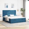 vidaXL Ottoman-Bett mit Matratzen & LED Dunkelblau 200x200 cm Samt