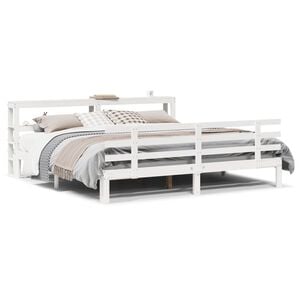 vidaXL Bettgestell mit Kopfteil ohne Matratze Wei&szlig; 200x200 cm