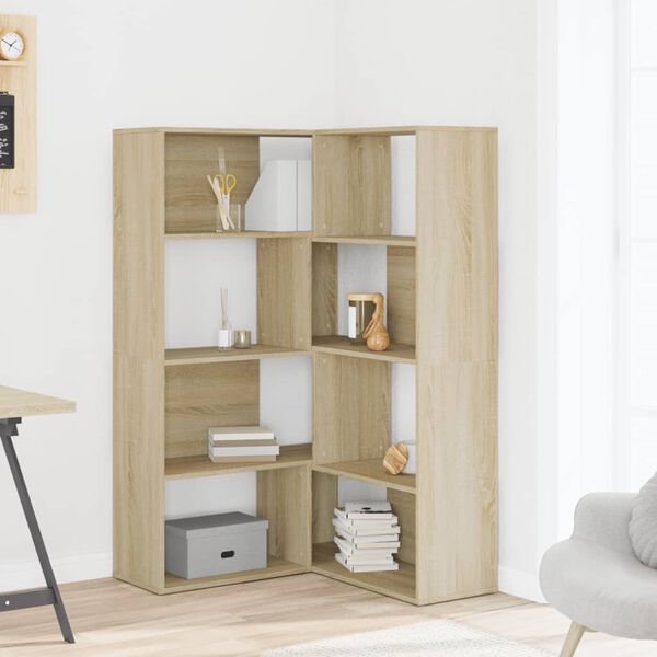 vidaXL Eck-B&uuml;cherregal 4 Etagen Sonoma Eiche 85x85x140cm Holzwerkstoff