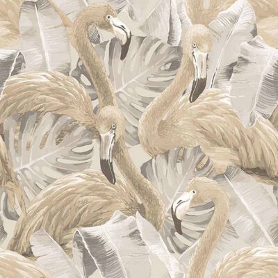 Noordwand Tapete Flamingo and Monstera Beige