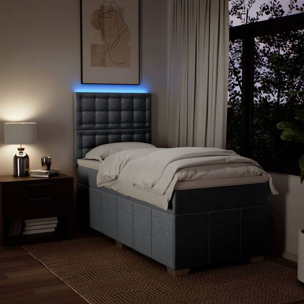 vidaXL Boxspringbett mit Matratze Hellgrau 100x200 cm Stoff