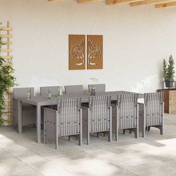 vidaXL Garten Essgruppe 9 pcs Wei&szlig; Polypropylen