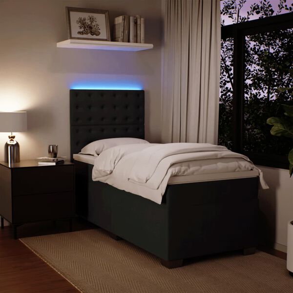 vidaXL Boxspringbett mit Matratze Schwarz 90x200 cm Samt