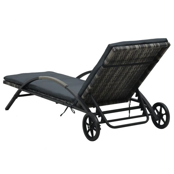 vidaXL Sonnenliegen mit Tisch Poly Rattan Anthrazit