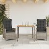 vidaXL 3-tlg. Garten-Essgruppe mit Kissen Grau Poly Rattan