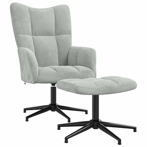 vidaXL Relaxsessel mit Hocker Hellgrau Samt