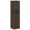 vidaXL Highboard mit Glast&uuml;r Braun Eichen-Optik 35x37x142 cm