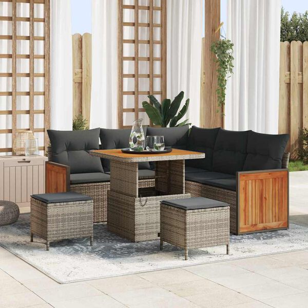 vidaXL Garten-Sofa-Set mit Kissen 8 pcs Grau