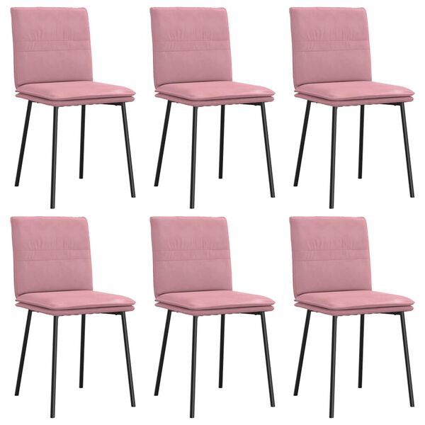 vidaXL Esszimmerst&uuml;hle 6 Stk. Rosa Samt
