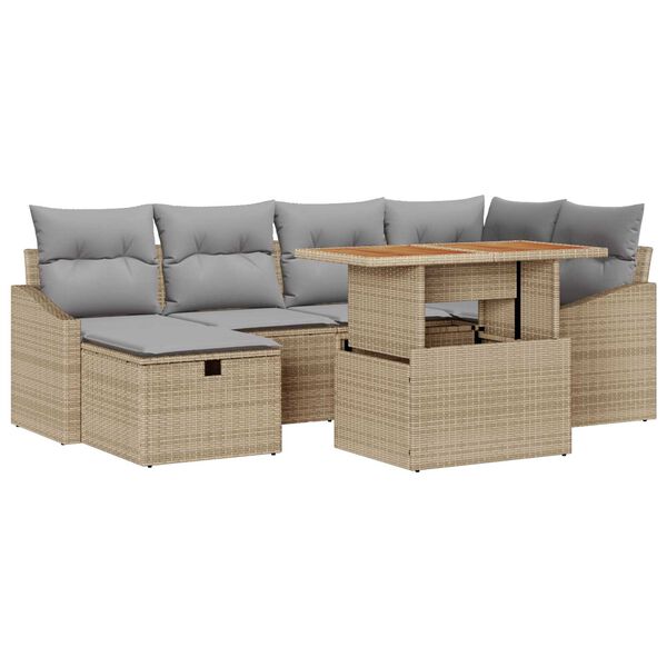 vidaXL Garten-Sofa-Set 7 pcs Beige Poly-Rattan