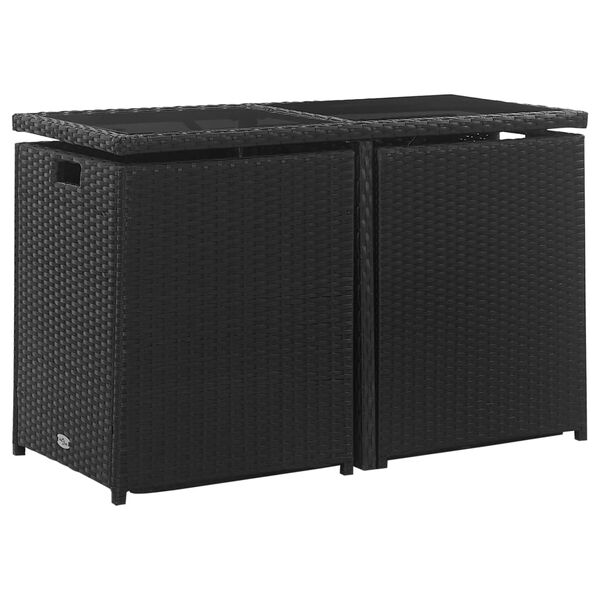 vidaXL 3-tlg. Garten-Essgruppe mit Auflagen Poly Rattan Schwarz