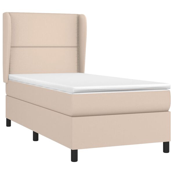 vidaXL Boxspringbett mit Matratze Cappuccino-Braun 90x190cm Kunstleder