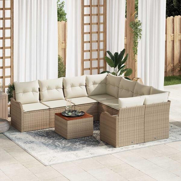 vidaXL Garten-Sofa-Set 9 pcs Beige und Weiß