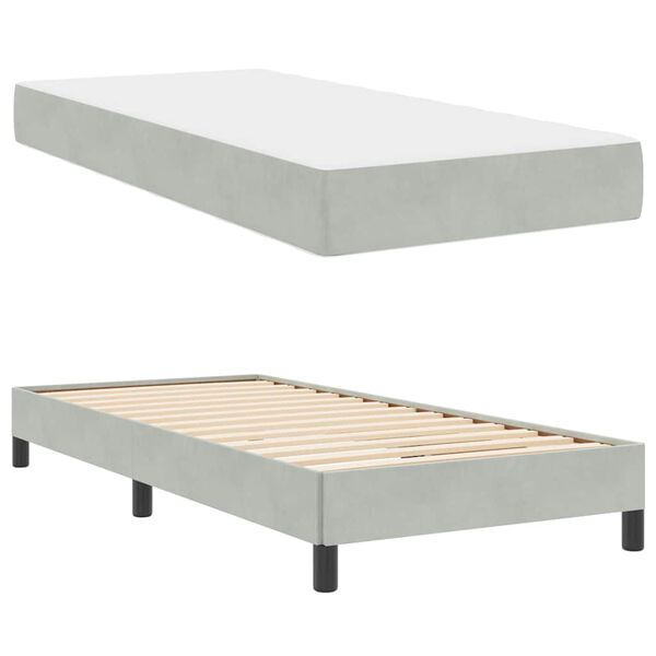 vidaXL Boxspringbett mit Matratze Hellgrau 100 x 210 cm Stoff