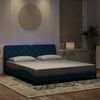 vidaXL Bettgestell mit LED ohne Matratze Blau 180x200 cm Samt