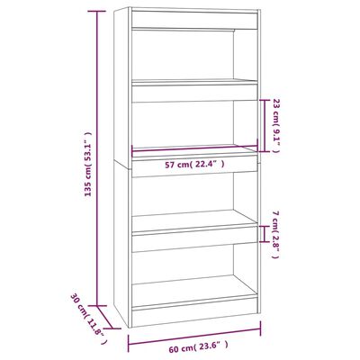 vidaXL Bücherregal/Raumteiler Schwarz 60x30x135 cm Holzwerkstoff