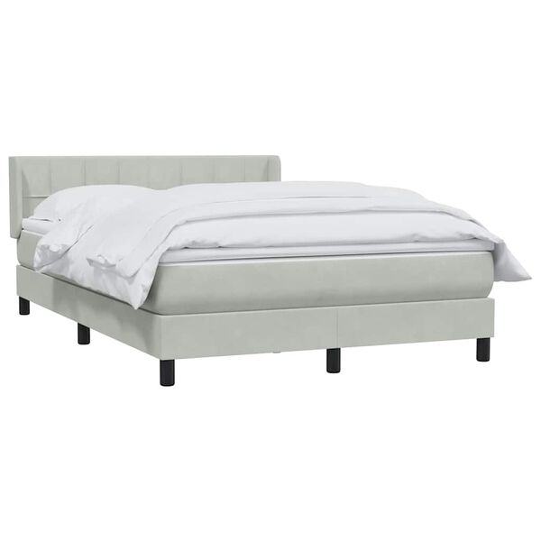 vidaXL Boxspringbett mit Matratze Hellgrau 140x220 cm Samt