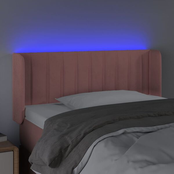 vidaXL LED Kopfteil Rosa 93x16x78/88 cm Samt