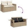 vidaXL 13-tlg. Garten-Sofagarnitur mit Kissen Beige Poly Rattan