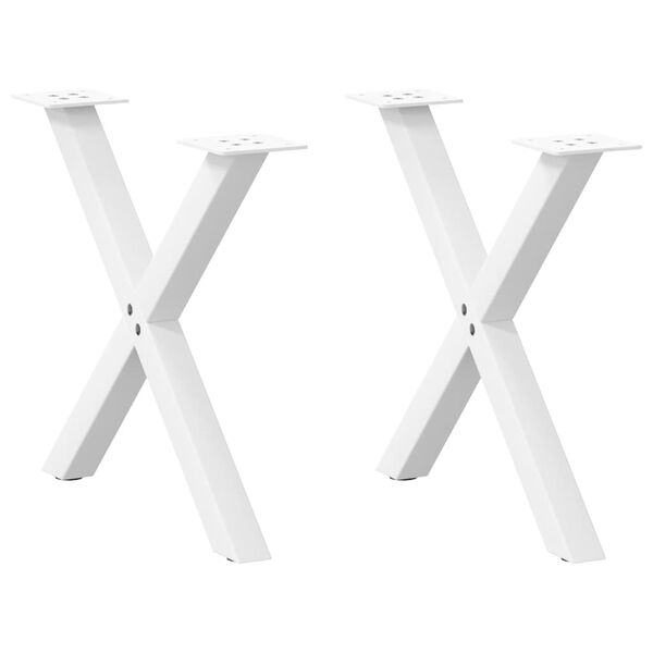 vidaXL Couchtischbeine X-Form 2 Stk. Wei&szlig; 50x(42-43) cm Stahl