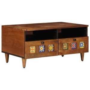 vidaXL TV-Schr&auml;nk mit Regal Walnuss 70 x 33 x 46 cm Massivholz Mango