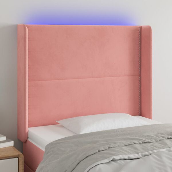 vidaXL LED Kopfteil Rosa 83x16x118/128 cm Samt