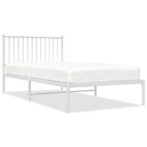 vidaXL Bettgestell mit Kopfteil Metall Wei&szlig; 100x200 cm
