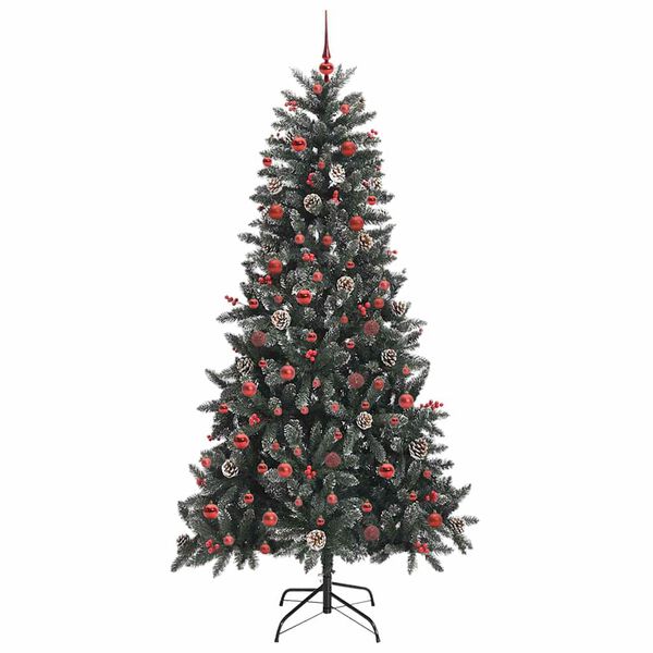 vidaXL K&uuml;nstlicher Weihnachtsbaum Gr&uuml;n 210 cm PVC, Plastik und Stahl
