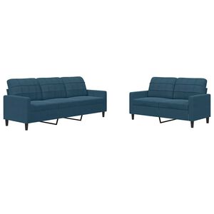 vidaXL 2-tlg. Sofagarnitur mit Kissen Blau Samt
