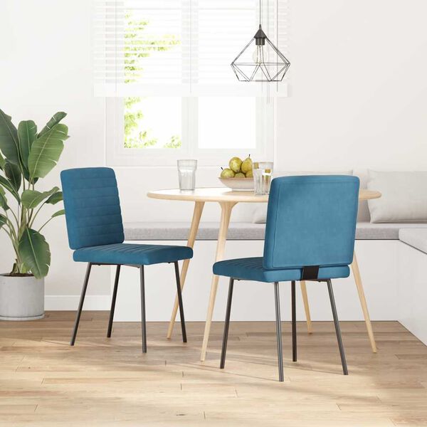 vidaXL Esszimmerst&uuml;hle 2 Stk. Blau Samt