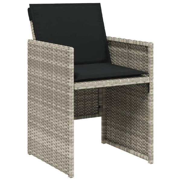 vidaXL 5-tlg. Garten-Essgruppe mit Kissen Hellgrau Poly Rattan