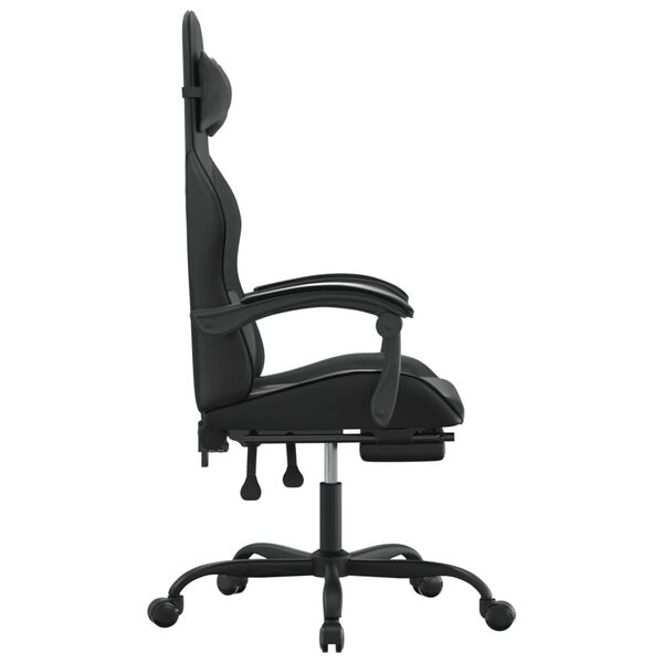 vidaXL Gaming-Stuhl mit Fu&szlig;st&uuml;tze Drehbar Schwarz Kunstleder