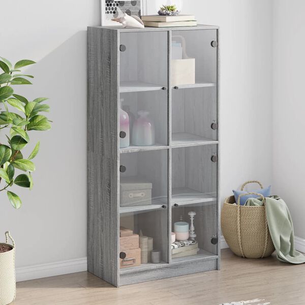 vidaXL Highboard mit T&uuml;ren Grau Sonoma 68x37x142 cm Holzwerkstoff
