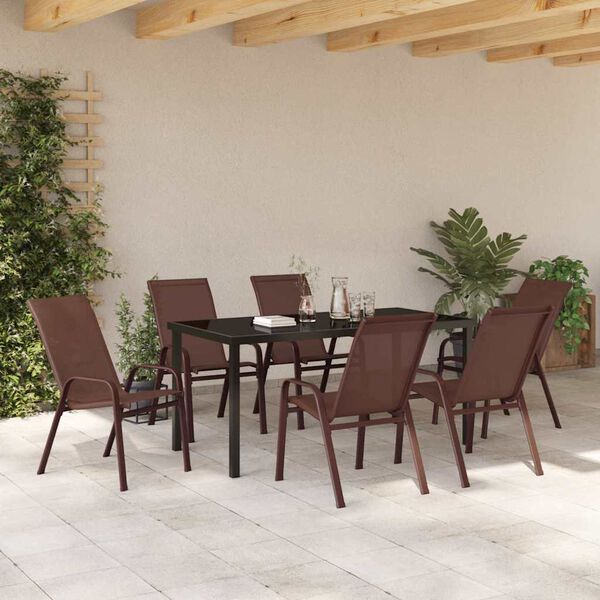 vidaXL Garten Essgruppe 7 pcs Braun und Schwarz