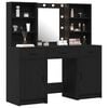 vidaXL Schminktischset mit LED mit Regal 3 pcs Schwarz Eichen-Optik