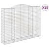vidaXL Gabionen mit Hochbogen 15 Stk 300x50x220/240cm Verzinktes Eisen